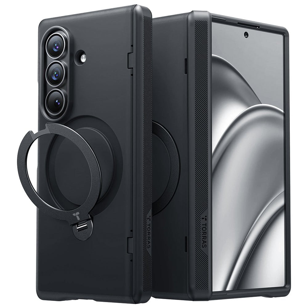 Torras Samsung Galaxy Z Fold8 Ultra - Σκληρή θήκη με Πλαίσιο Σιλικόνης και MagSafe / Stand - Ostand Q3 Spin Series - Black