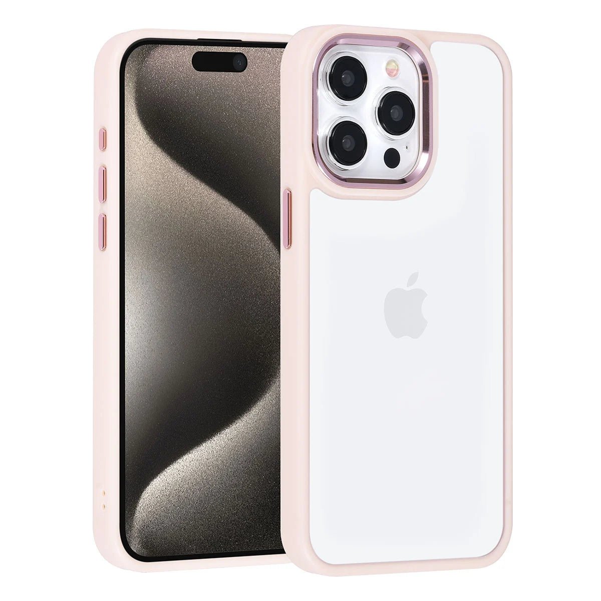 Tuniq iPhone 15 Pro Max - Σκληρή Θήκη με Πλαίσιο Σιλικόνης - Ροζ / Διάφανο