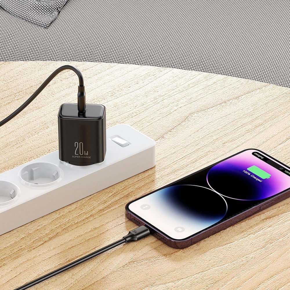 Joyroom PD 20W Οικιακός Φορτιστής Γρήγορης Φόρτισης με Θύρα Type - C και Καλώδιο Type - C to Lightning - Black - JR - TCF06