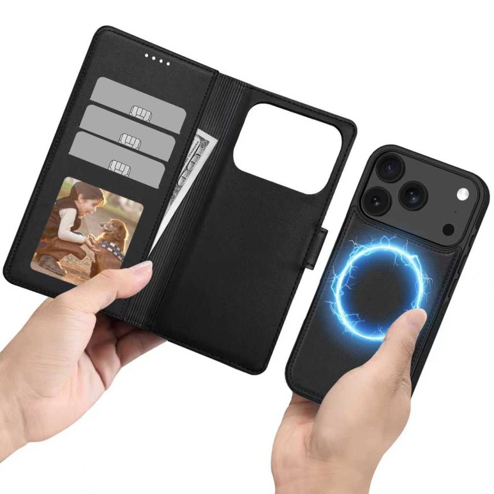 Tech - Protect iPhone 17 Pro Θήκη Πορτοφόλι Stand από Δερματίνη με Αποσπώμενη θήκη MagSafe - Matte Black