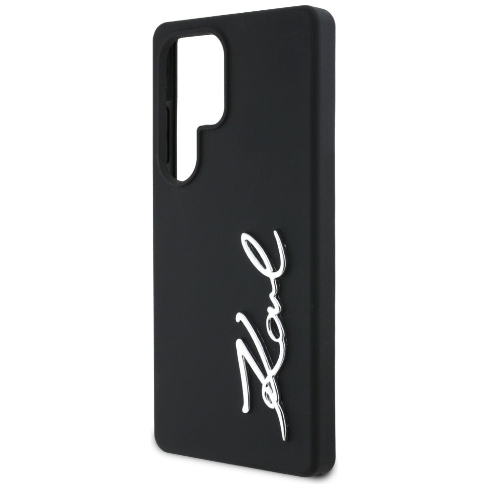 Karl Lagerfeld Samsung Galaxy S25 Ultra - Silicone Metal Signature Logo - Σκληρή Θήκη Σιλικόνης - Black - KLHCS25LSCMSMVK