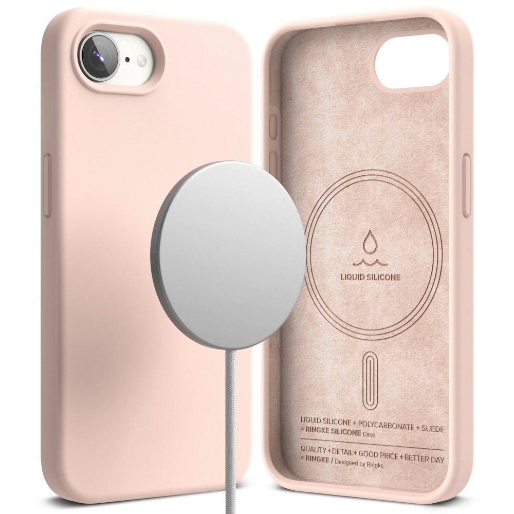 Ringke iPhone 16e Silicone Magnetic MagSafe Case Θήκη Σιλικόνης με MagSafe - Pink Sand