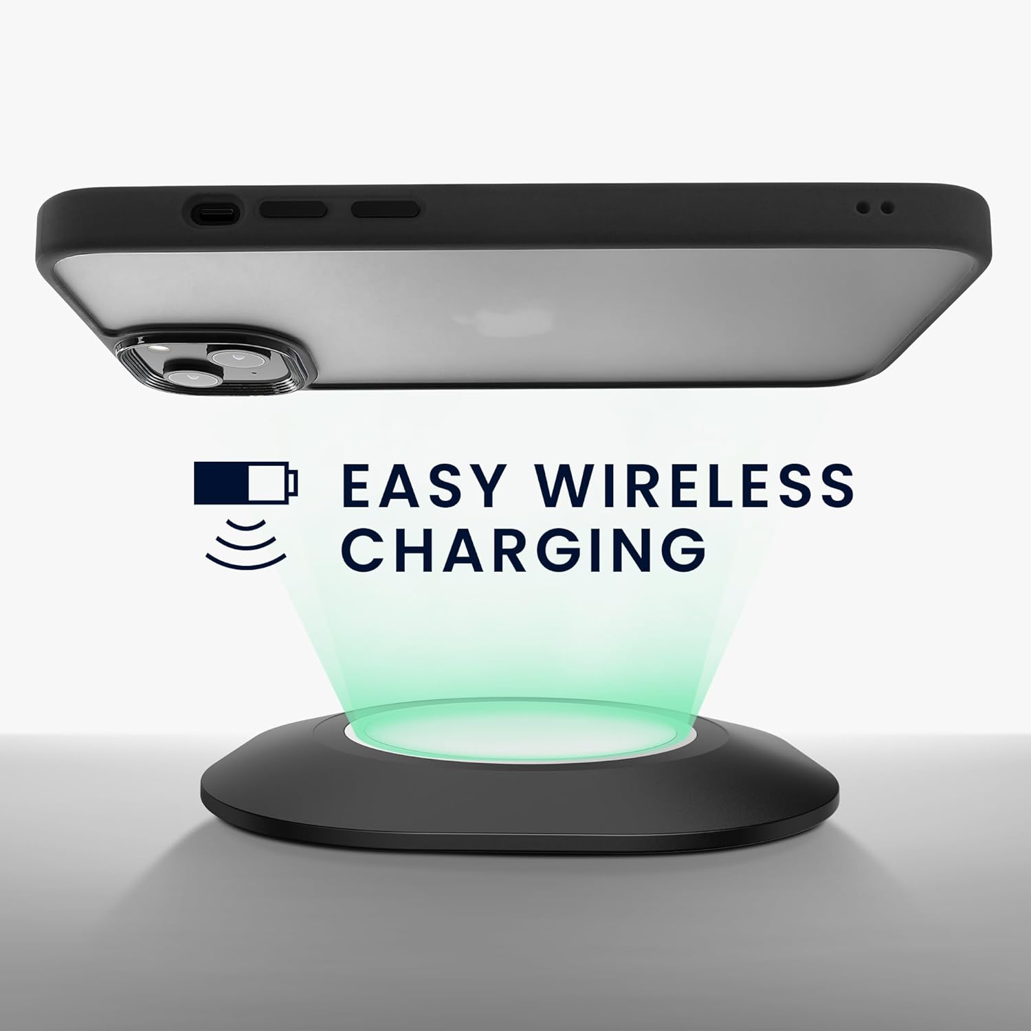 KW iPhone 15 Plus Shockproof Σκληρή Θήκη με Πλαίσιο Σιλικόνης - Black / Matte Ημιδιάφανη - 61962.01