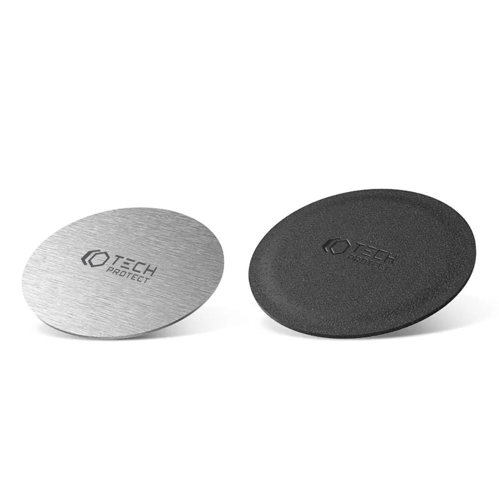 Tech - Protect Metal Plates - Δύο Μεταλλικές Πλακέτες με Αυτοκόλλητο για Μαγνητικές Βάσεις Αυτοκινήτου - Silver / Black