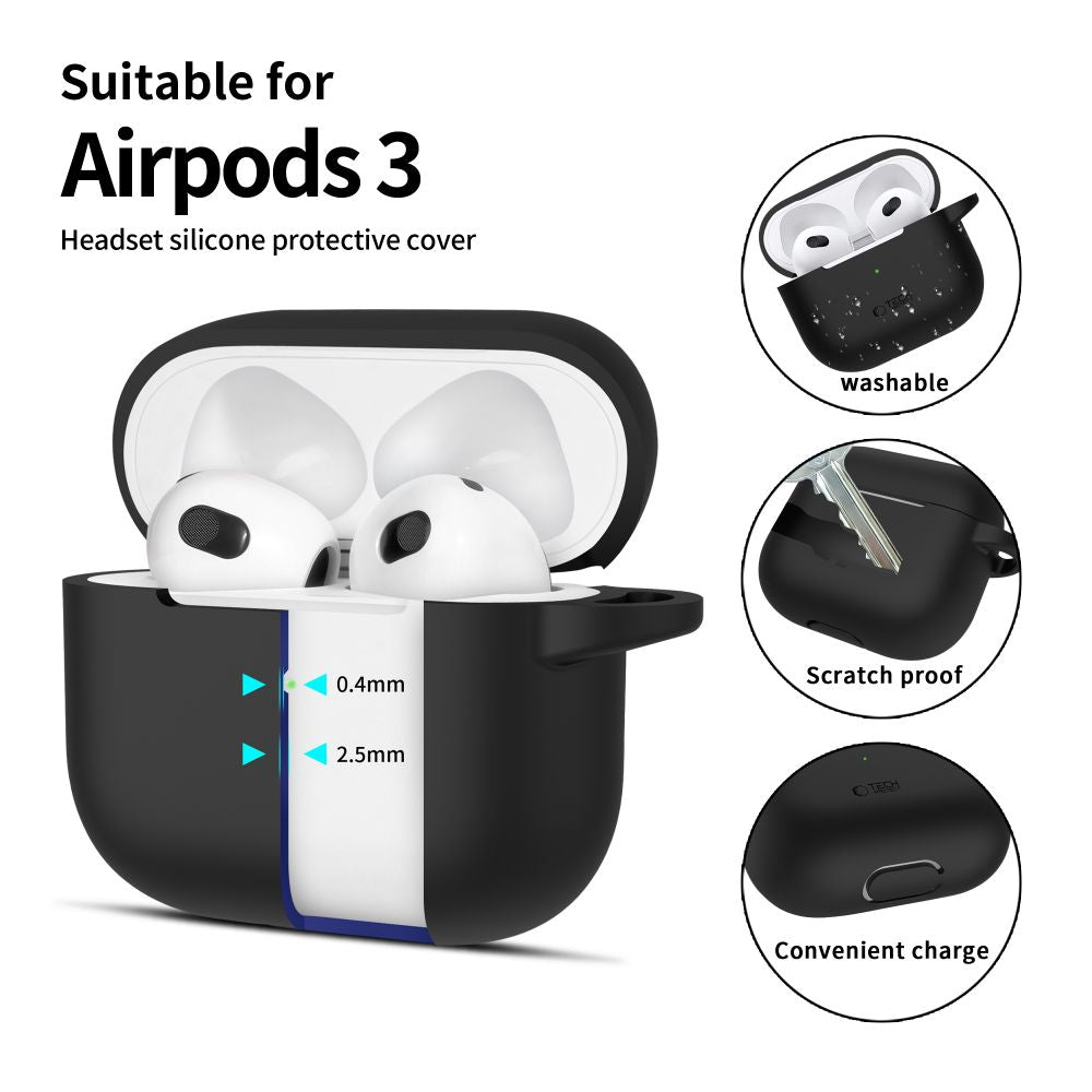 Tech - Protect AirPods 3 Θήκη Σιλικόνης - Silicone Hook - Black