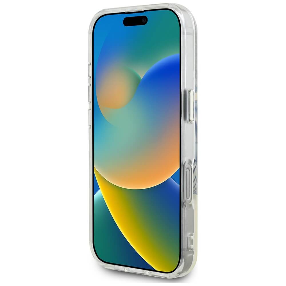 Guess iPhone 16 Pro IML Metal Colored Circle Classic Logo MagSafe Σκληρή Θήκη με Πλαίσιο Σιλικόνης και MagSafe - Grey - GUHMP16LHTDRCEDG