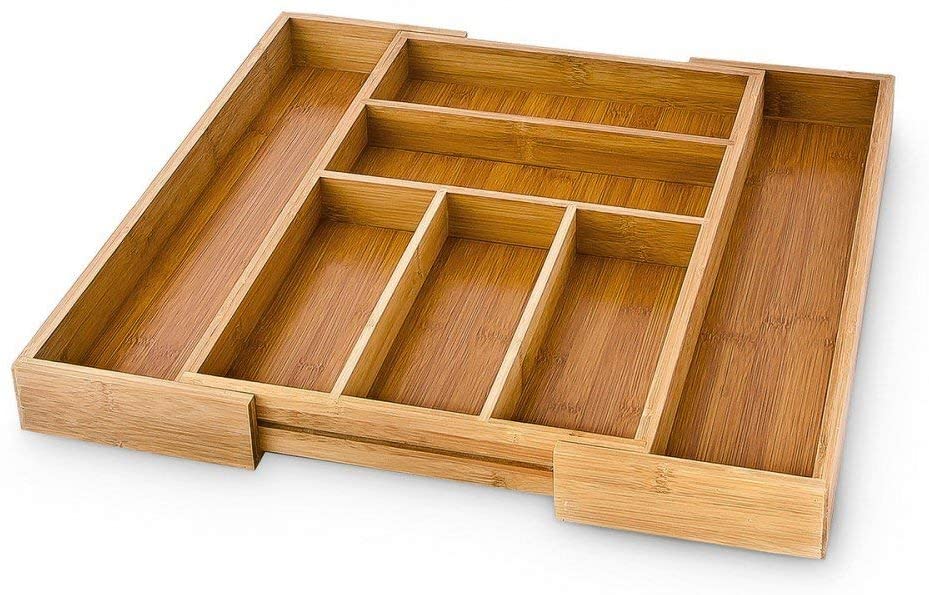 Relaxdays Ρυθμιζόμενη Ξύλινη Θήκη Συρταριού για Μαχαιροπίρουνα - Natural - 4052025167424