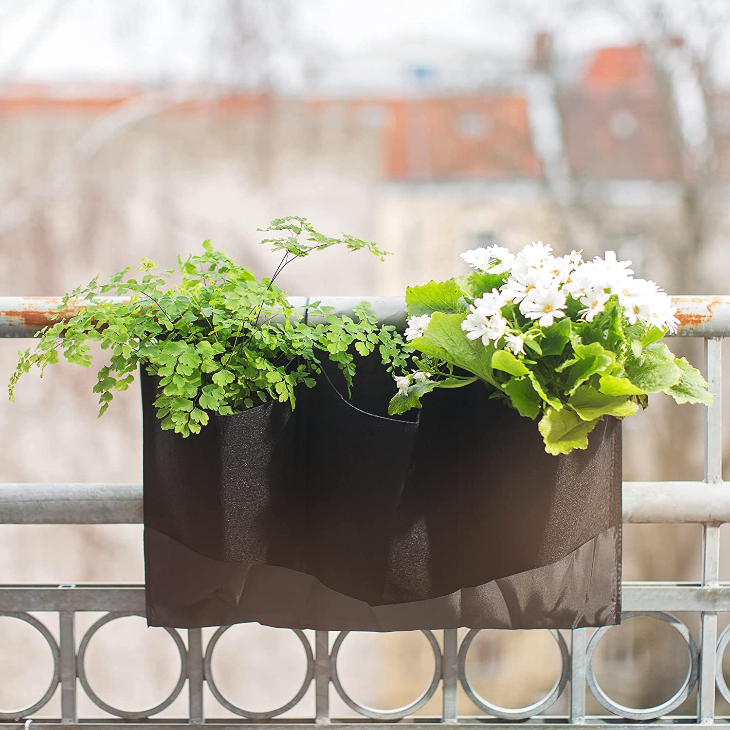 Navaris Σετ με 4 Κρεμαστές Ζαρντινιέρες από Τσόχα - Black - 55923.01