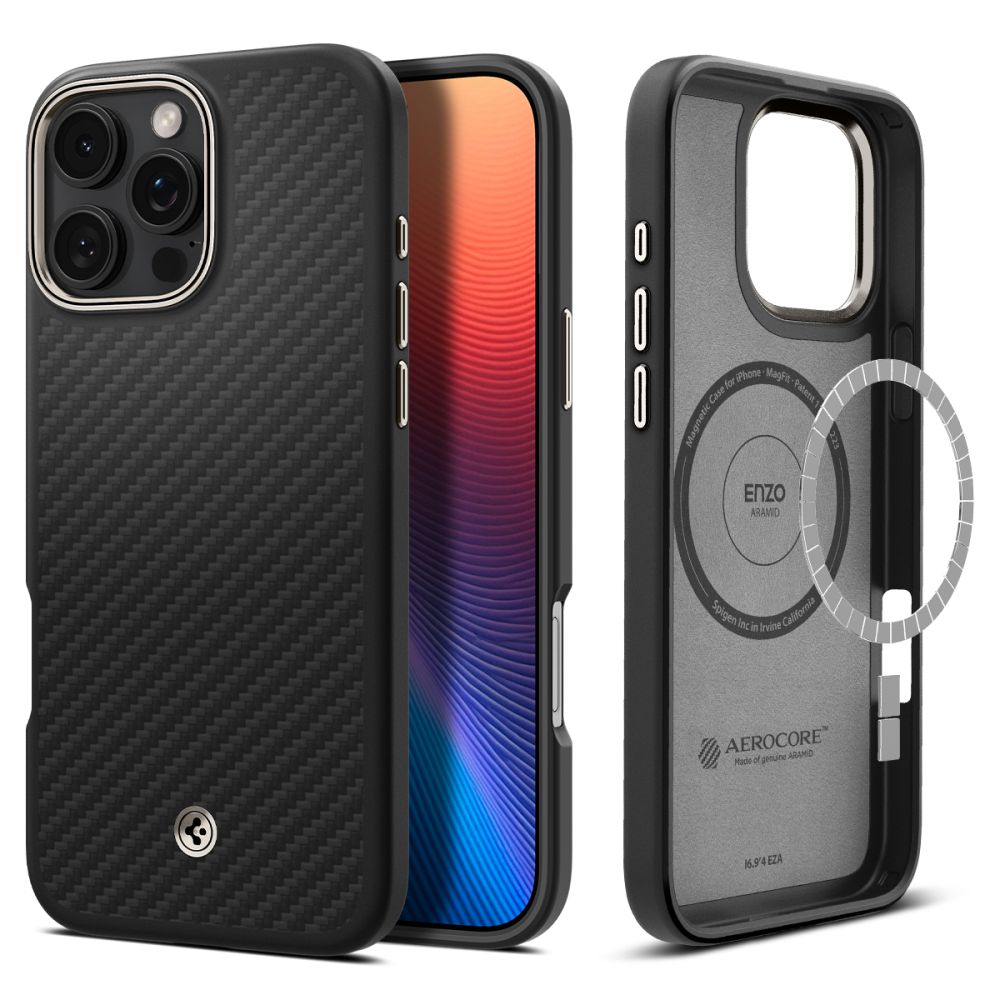 Spigen iPhone 16 Pro Max Enzo Aramid Mag Σκληρή Θήκη Aramid Fiber με MagSafe - Black Natural
