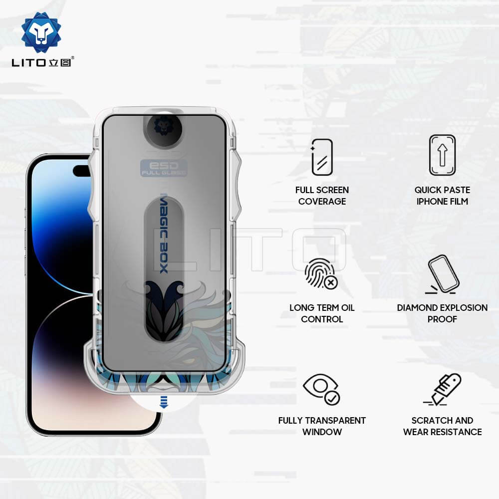 Lito iPhone 15 Pro Magic Glass Box D+ Tools Αντιχαρακτικό Γυαλί Οθόνης με Οδηγό Τοποθέτησης - Privacy
