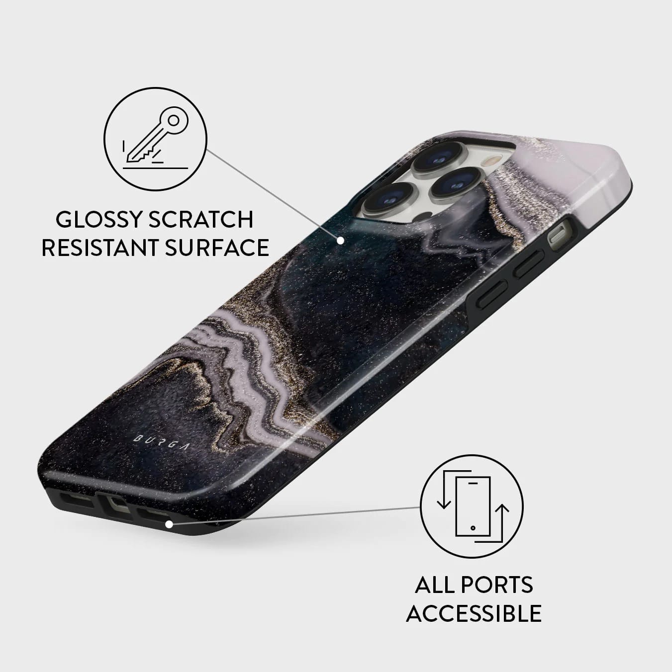 Burga iPhone 15 Pro Fashion Tough MagSafe Σκληρή Θήκη με MagSafe - Magic Night