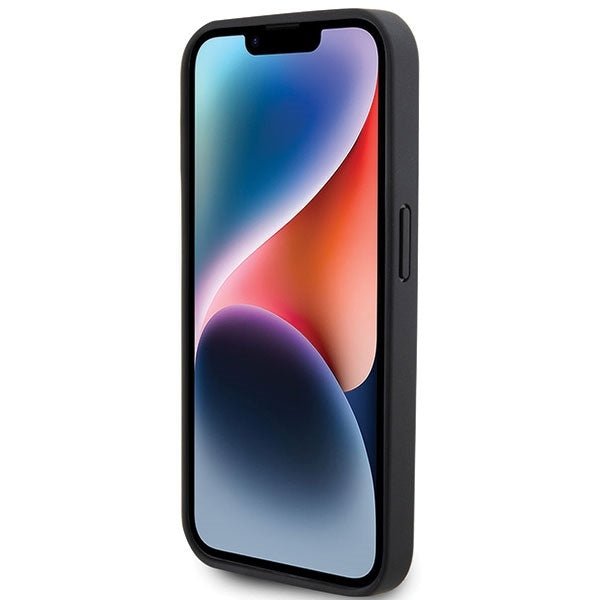 Guess iPhone 15 Pro Leather 4G Stamped Θήκη με Επένδυση Συνθετικού Δέρματος - Black - GUHCP15LP4EPMK