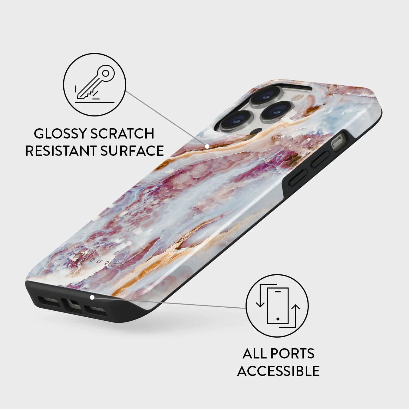 Burga iPhone 14 Pro Fashion Tough Σκληρή Θήκη - Frozen Leaves