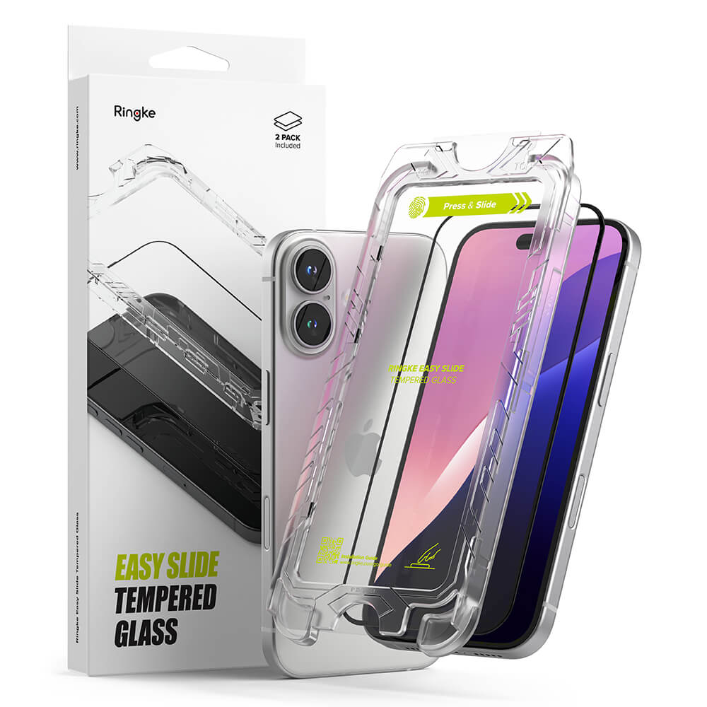 Ringke iPhone 16 Plus / 15 Plus Easy Slide 2.5D 9H Case Friendly Αντιχαρακτικό Γυαλί Οθόνης - 2 Τεμάχια - Clear