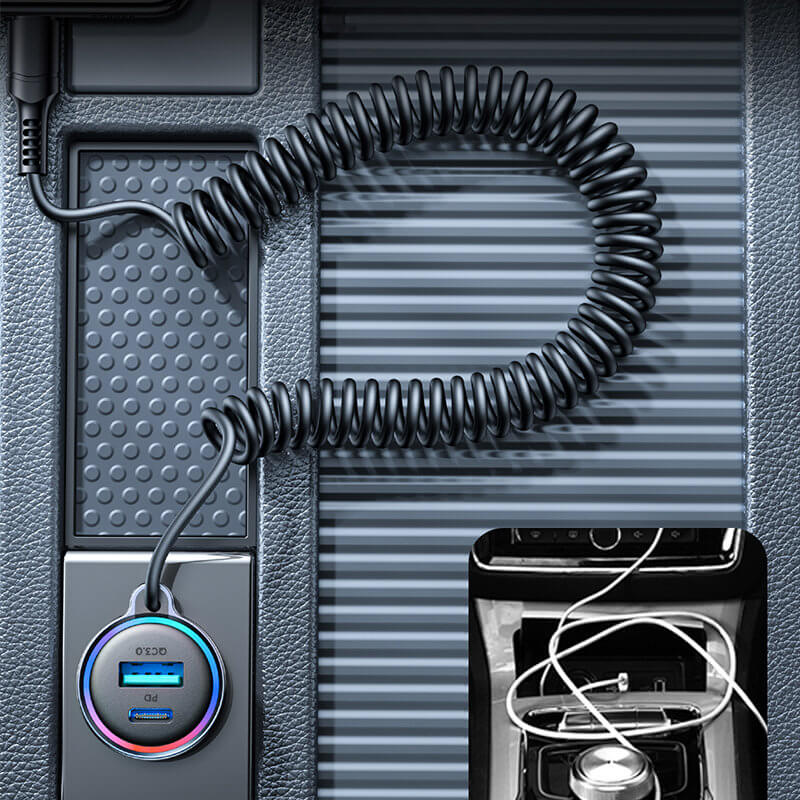 Joyroom JR - CL07 3in1 Fast Car Charger Φορτιστής Αυτοκινήτου με Καλώδιο Type C 1.5m 55W - Black