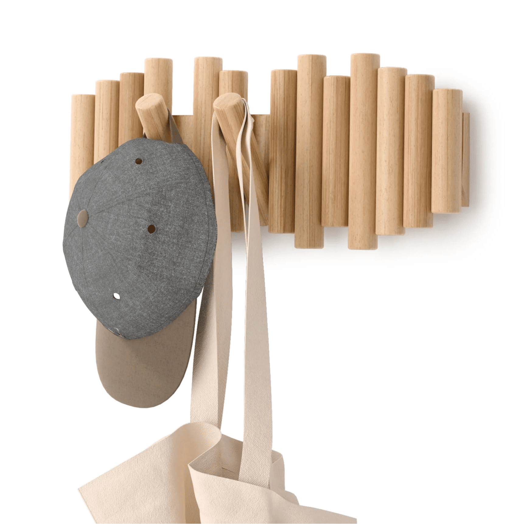 Umbra Ξύλινη Επιτοίχια Κρεμάστρα με 5 Αναδιπλούμενους Γάντζους - Picket - Natural