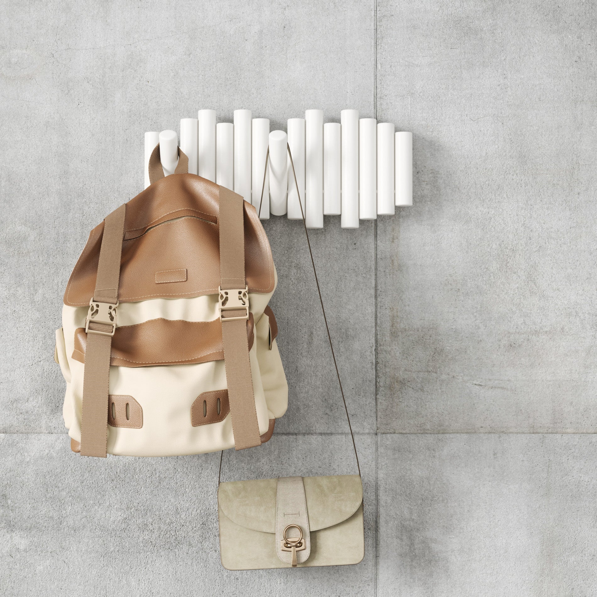 Umbra Ξύλινη Επιτοίχια Κρεμάστρα με 5 Αναδιπλούμενους Γάντζους - Picket - White