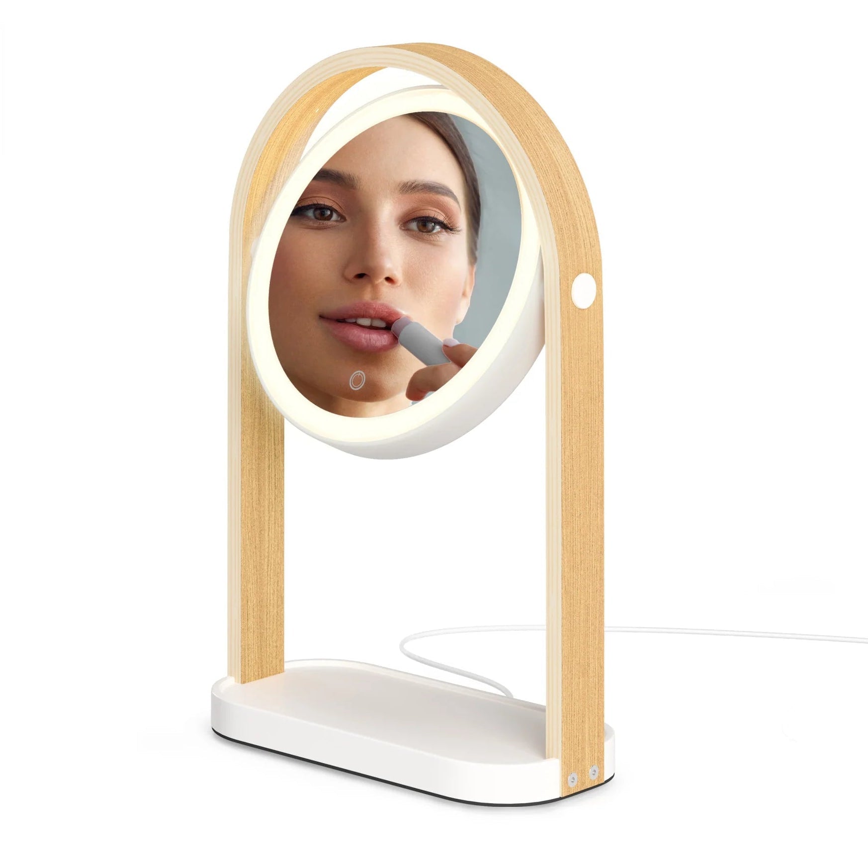 Umbra - Περιστρεφόμενος Φωτιζόμενος Καθρέπτης LED με Αισθητήρα Αφής και Μεγεθυντικό Καθρέπτη - Bellwood - White / Natural