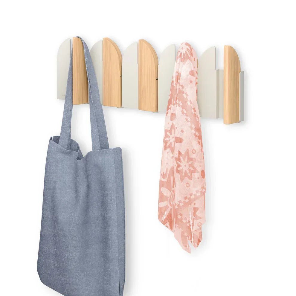 Umbra Saloon - Επιτοίχια Κρεμάστρα με 5 Αναδιπλούμενους Γάντζους - Natural / Sand