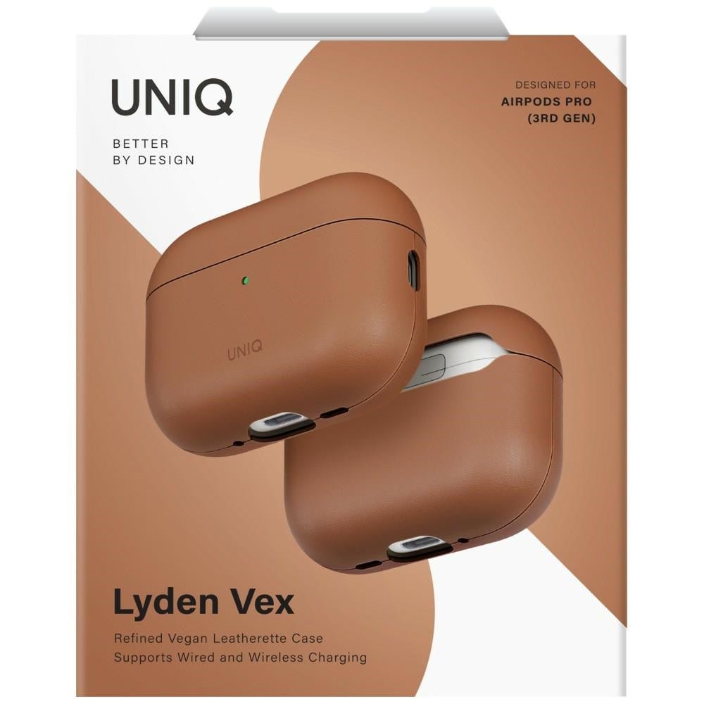 Uniq AirPods Pro 3 - Θήκη με Επένδυση Συνθετικού Δέρματος - Lyden Vex - Caramel