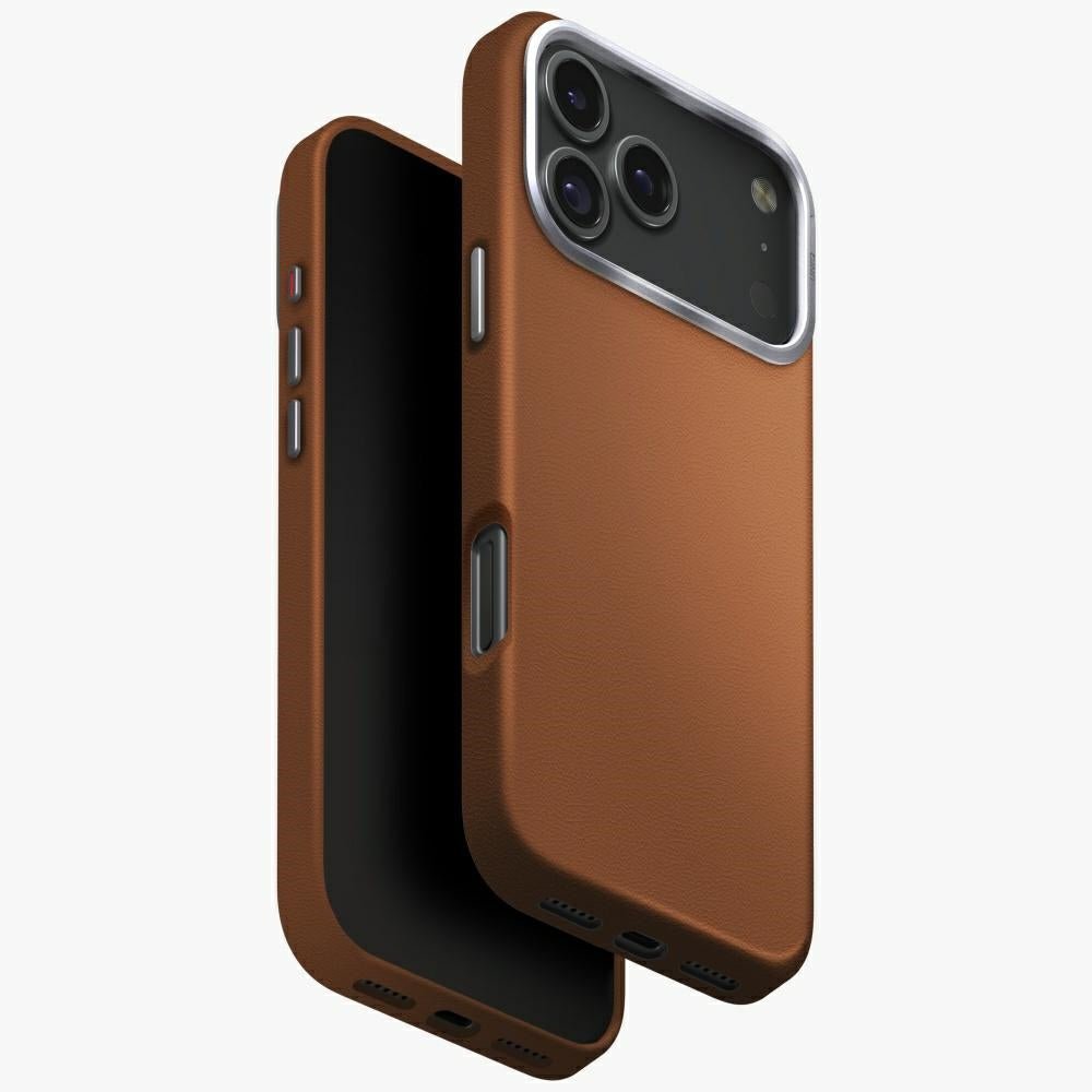 Uniq iPhone 17 Pro Max - Σκληρή Θήκη με Επένδυση Συνθετικού Δέρματος και MagSafe - Lyden MagClick - Caramel