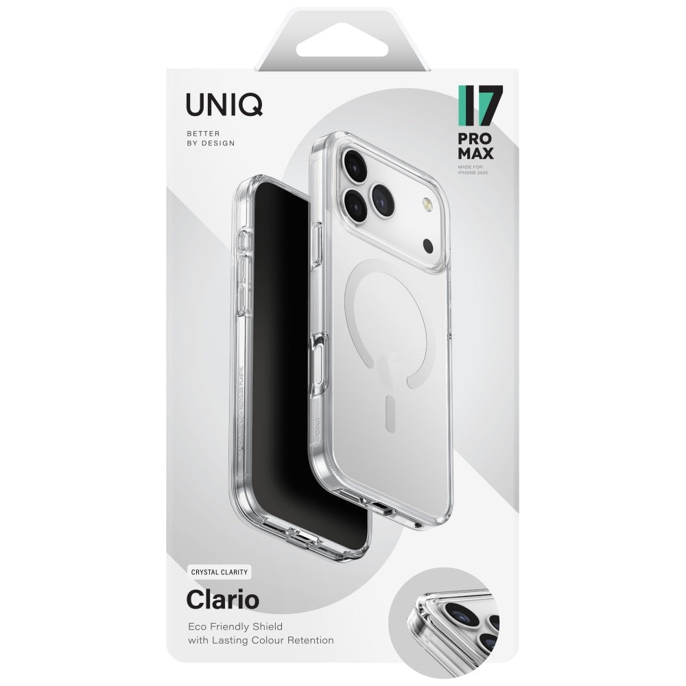 Uniq iPhone 17 Pro Max - Σκληρή Θήκη με Πλαίσιο Σιλικόνης και MagSafe - Clario MagClick Charging - Clear