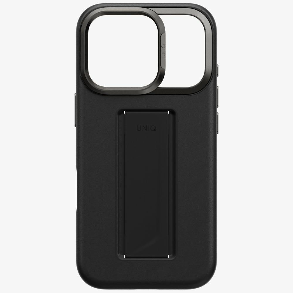 Uniq iPhone 17 Pro - Σκληρή Θήκη με Επένδυση Οικολογικού Δέρματος με Eνσωματωμένη Λαβή FlexGrip και Stand - Heldro Pro Magclick - Black