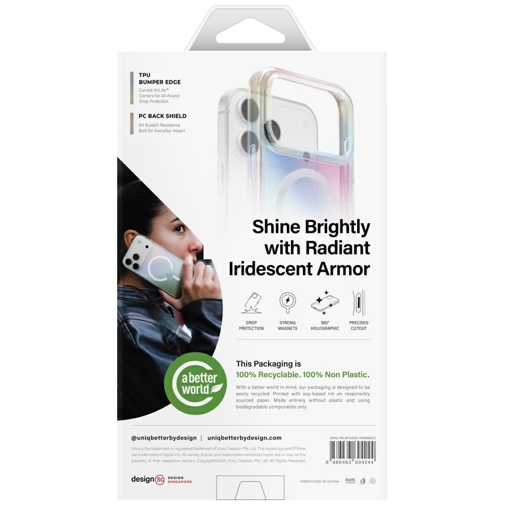 Uniq iPhone 17 Pro - Σκληρή Θήκη με Πλαίσιο Σιλικόνης και MagSafe - Iridescia Magclick - Midnight Quartz