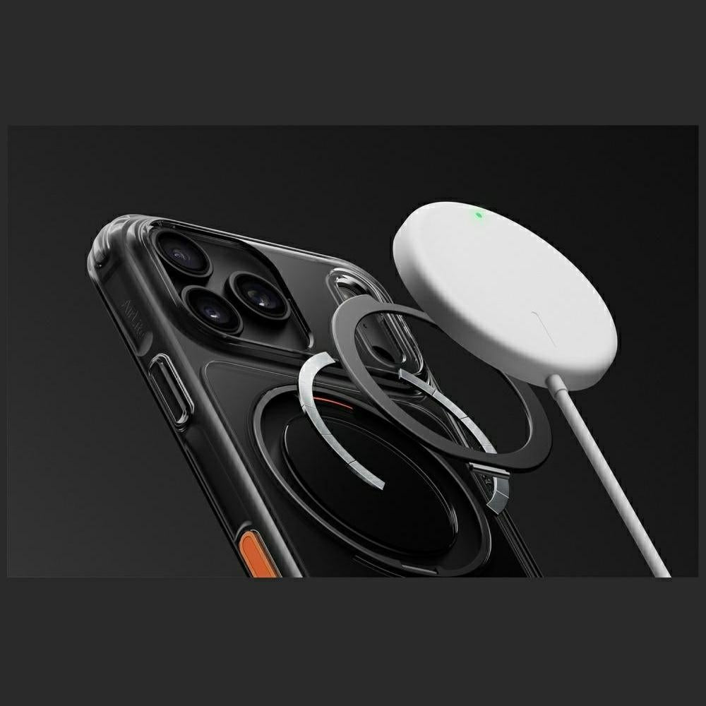 Uniq iPhone 18 Pro / iPhone 17 Pro - Σκληρή Θήκη με Πλαίσιο Σιλικόνης και Σταντ MagSafe - Swivix 360 Rotating Kickstand - Black