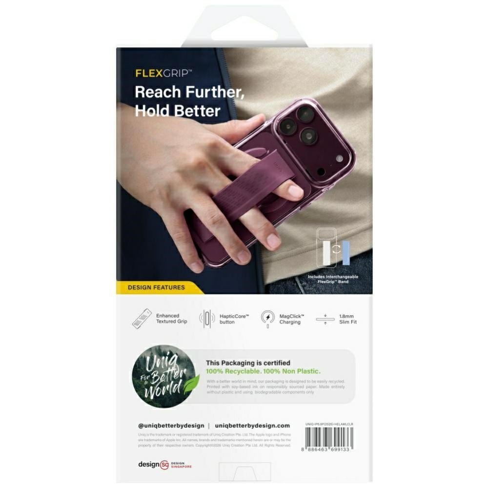 Uniq iPhone 18 Pro / iPhone 17 Pro - Σκληρή Θήκη με Πλαίσιο Σιλικόνης MagSafe και Ενσωματωμένη Λαβή FlexGrip - Heldro Air - Clear