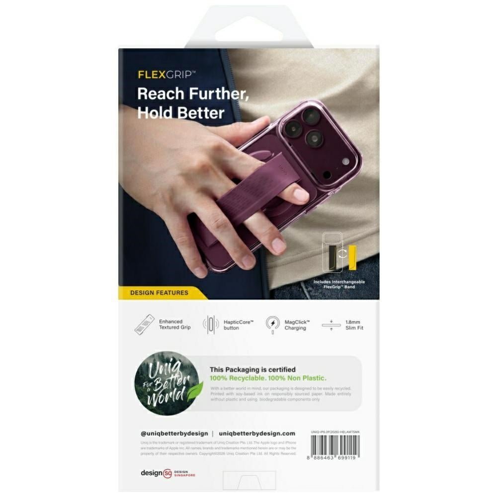 Uniq iPhone 18 Pro / iPhone 17 Pro - Σκληρή Θήκη με Πλαίσιο Σιλικόνης MagSafe και Ενσωματωμένη Λαβή FlexGrip - Heldro Air - Tinted Smoke