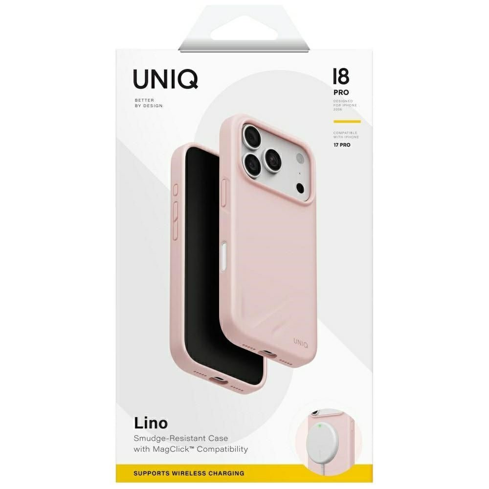 Uniq iPhone 18 Pro / iPhone 17 Pro - Θήκη Σιλικόνης MagSafe - Lino Magclick Charging - Pale Rose