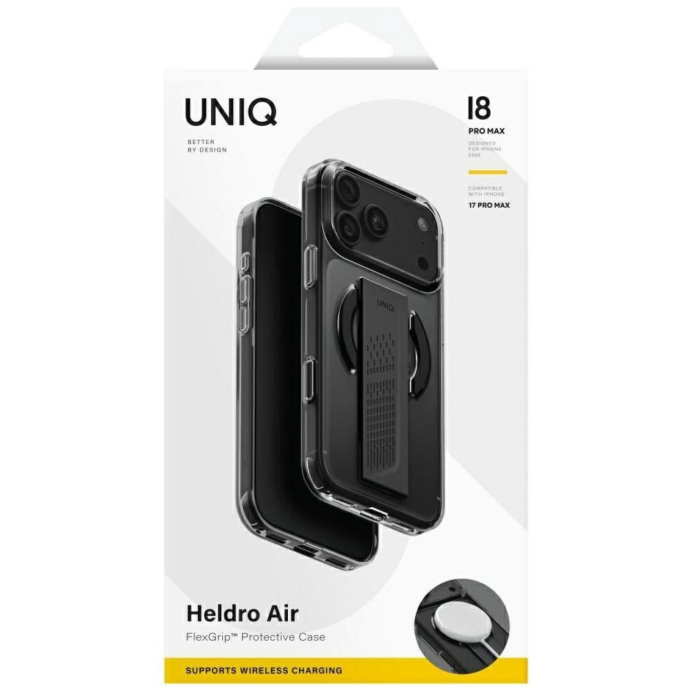 Uniq iPhone 18 Pro Max / iPhone 17 Pro Max - Σκληρή Θήκη με Πλαίσιο Σιλικόνης MagSafe και Ενσωματωμένη Λαβή FlexGrip - Heldro Air - Tinted Smoke