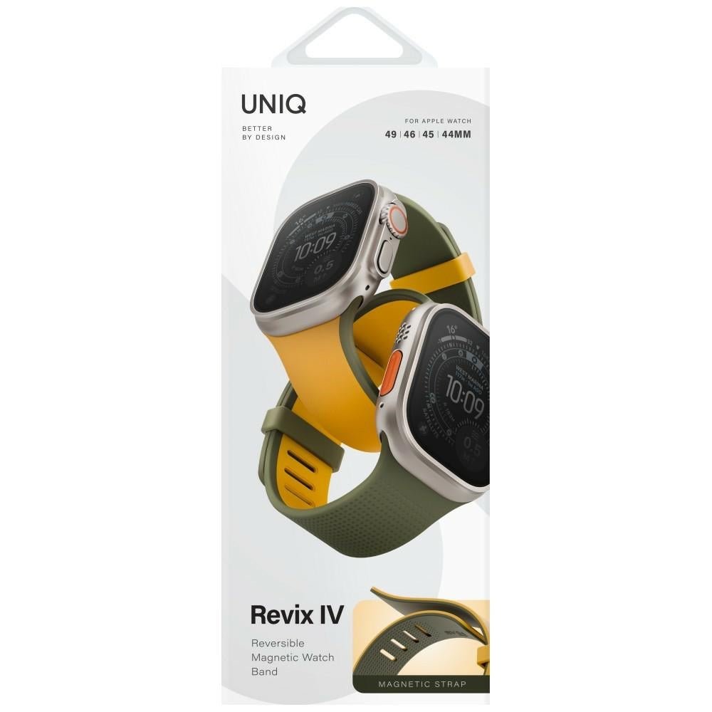 Uniq Λουράκι Apple Watch 8/9/10/11 - SE (1/2/3) - Ultra (1/2/3) – 44/45/46/49mm Μαγνητικό Σιλικόνης Διπλής Όψης - Revix IV - Yellow / Green
