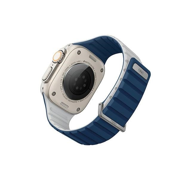 Uniq Λουράκι Apple Watch 8/9/10/11 - SE (1/2/3) - Ultra (1/2/3) – 44/45/46/49mm Revix Evo Μαγνητικό Σιλικόνης Διπλής Όψης - Navy / Grey