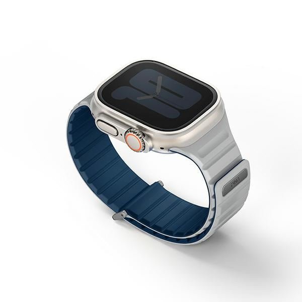 Uniq Λουράκι Apple Watch 8/9/10/11 - SE (1/2/3) - Ultra (1/2/3) – 44/45/46/49mm Revix Evo Μαγνητικό Σιλικόνης Διπλής Όψης - Navy / Grey
