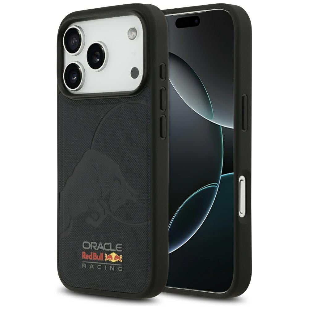 Red Bull iPhone 17 Pro - Meshed Debossed Bull MagSafe - Σκληρή Θήκη με Επένδυση Συνθετικού Δέρματος και Πλαίσιο Σιλικόνης - Navy - RBHMP17L24PUBUFV