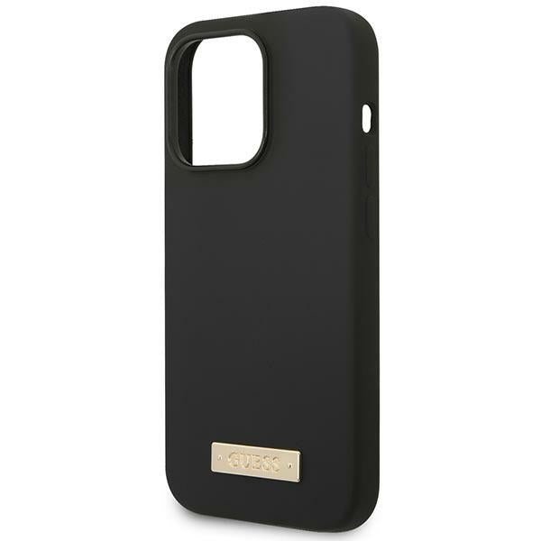 Guess iPhone 14 Pro Silicone Logo Plate MagSafe Θήκη Σιλικόνης με MagSafe - Black - GUHMP14LSBPLK