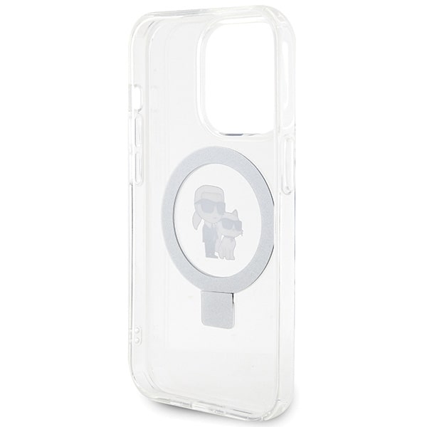 Karl Lagerfeld iPhone 15 Pro Max Ring Stand Karl and Choupette MagSafe Σκληρή Θήκη με Πλαίσιο Σιλικόνης και MagSafe - Διάφανη - KLHMP15XHMRSKCH
