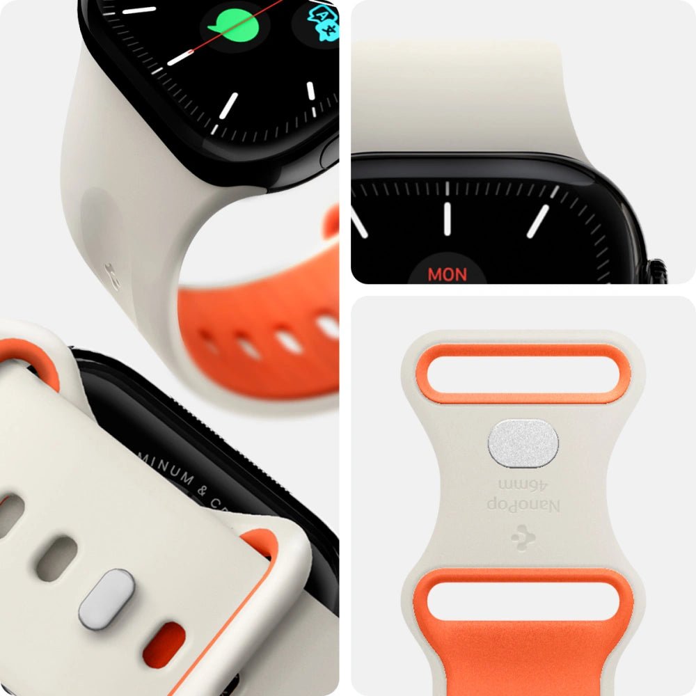 Spigen Λουράκι Apple Watch 8/9/10/11 - SE (1/2/3) - Ultra (1/2/3) – 44/45/46/49mm Nano Pop Σιλικόνης - Orange / Beige