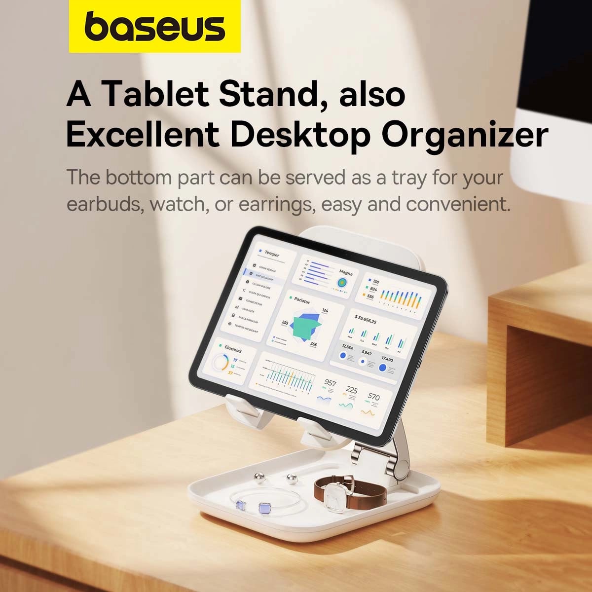 Baseus BS - HP009 Seashell Series Αναδιπλούμενη Βάση Στήριξης Tablet - White