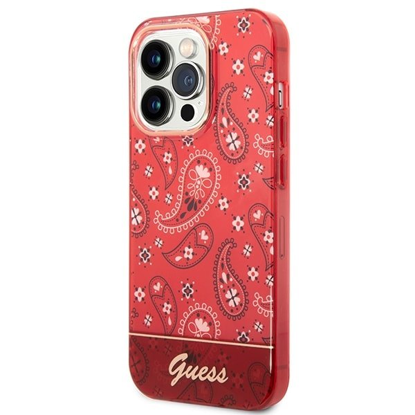 Guess iPhone 14 Pro Max Bandana Paisley Σκληρή Θήκη με Πλαίσιο Σιλικόνης - Red - GUHCP14XHGBNHR