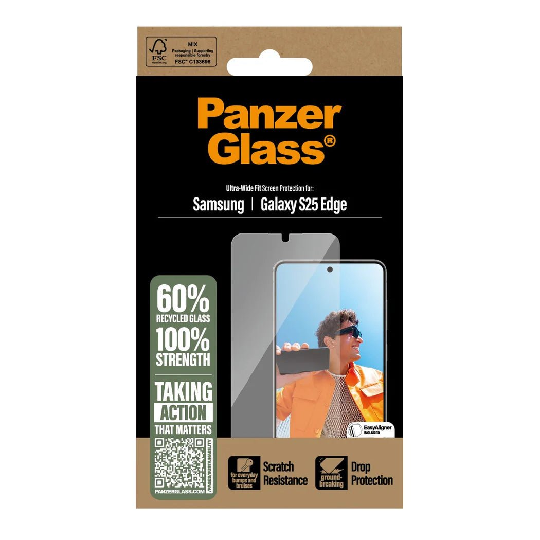 PanzerGlass Samsung Galaxy S25 Edge - Ultra - Wide Fit Case Friendly Full Screen Αντιχαρακτικό Γυαλί Οθόνης - Διάφανο
