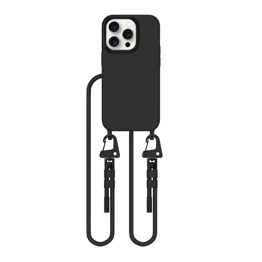 Tech - Protect iPhone 15 Pro MagNecklace - MagSafe Θήκη Σιλικόνης TPU με Pυθμιζόμενο Αποσπώμενο Κορδόνι - Black