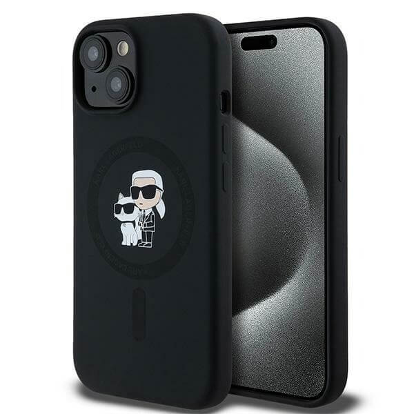 Karl Lagerfeld iPhone 15 Plus / 14 Plus - Silicone Karl and Choupette - Θήκη Σιλικόνης με MagSafe - Black - KLHMP15MSCMKCRHK