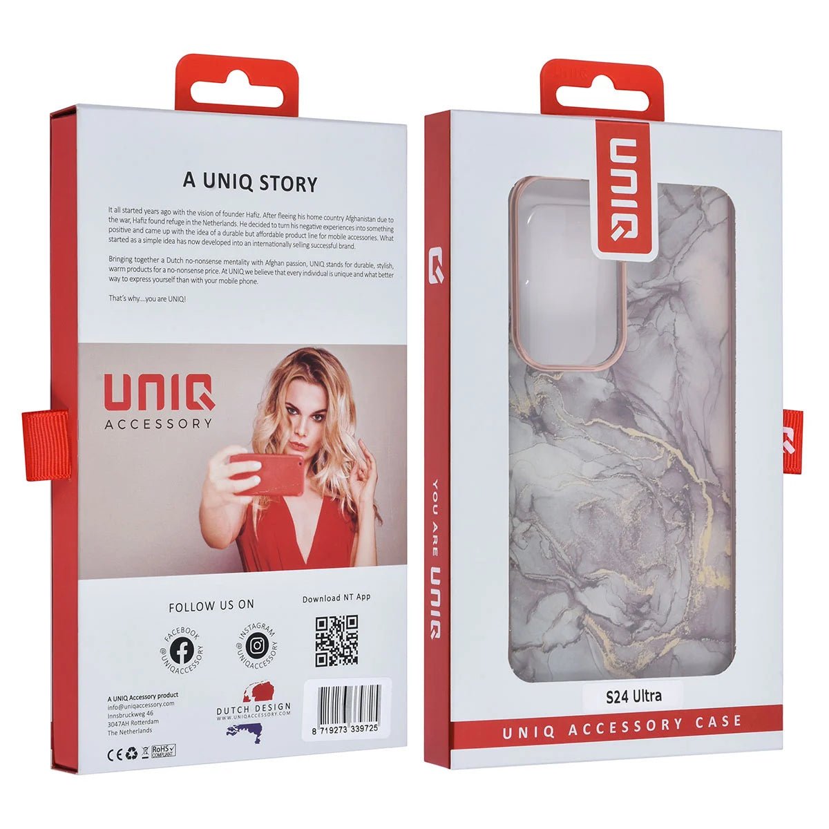 Tuniq Samsung Galaxy S24 Ultra - Σκληρή Θήκη με Πλαίσιο Σιλικόνης - Σχέδιο Μάρμαρο - Σκούρο Γκρί