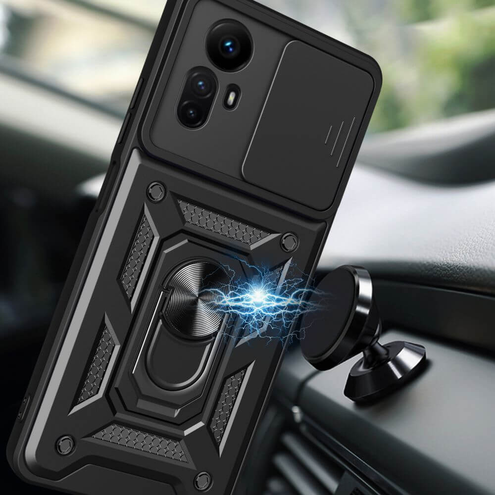 Tech - Protect Xiaomi Redmi Note 12S Camshield Pro Σκληρή Θήκη με Πλαίσιο Σιλικόνης και Δαχτυλίδι Συγκράτησης - Black