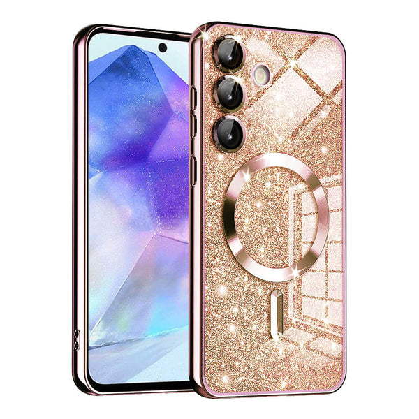 Techsuit Samsung Galaxy A55 5G - Luxury Glitter MagSafe - Θήκη Σιλικόνης - Rose Gold