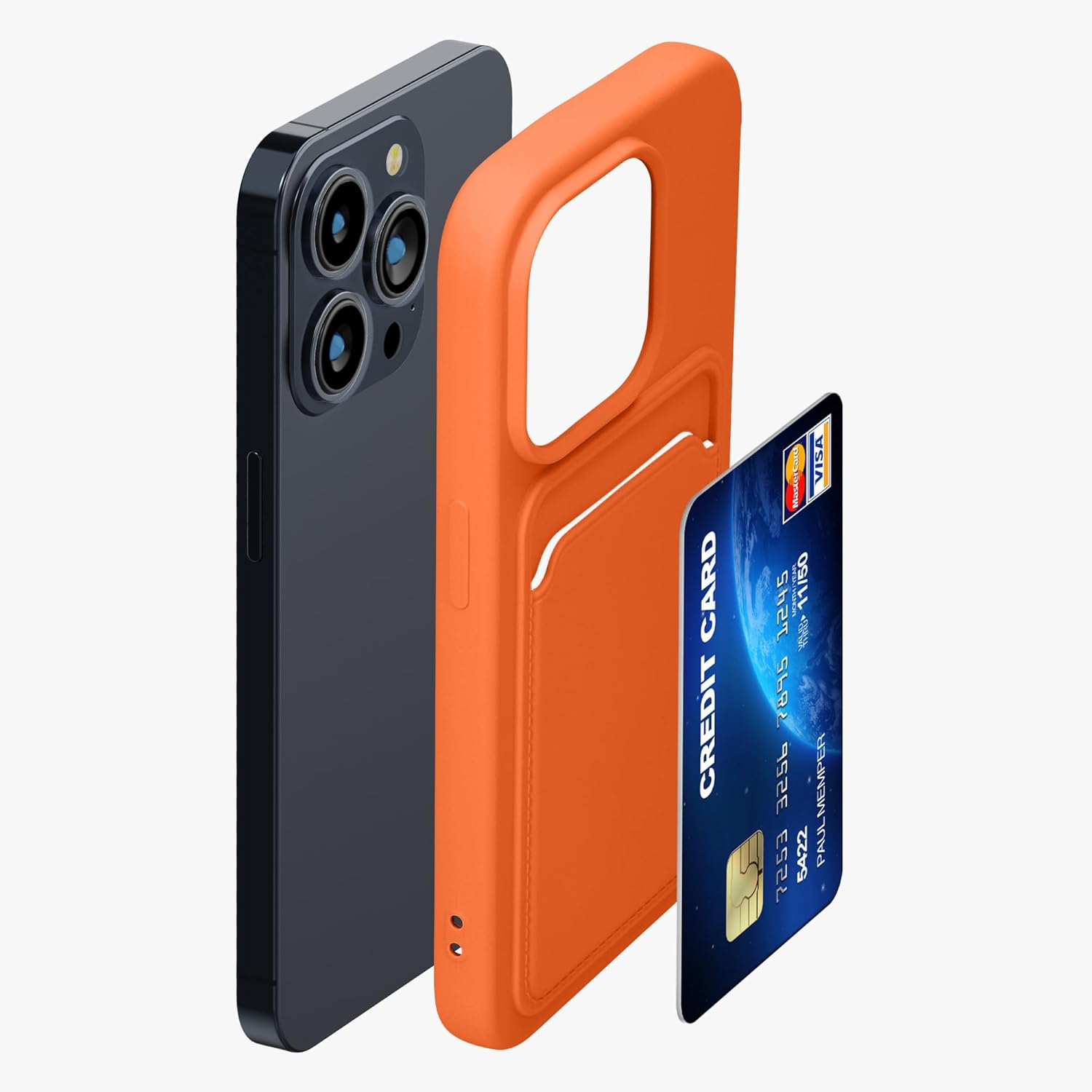 KW iPhone 15 Pro Θήκη Σιλικόνης TPU με Υποδοχή για Κάρτα - Orange