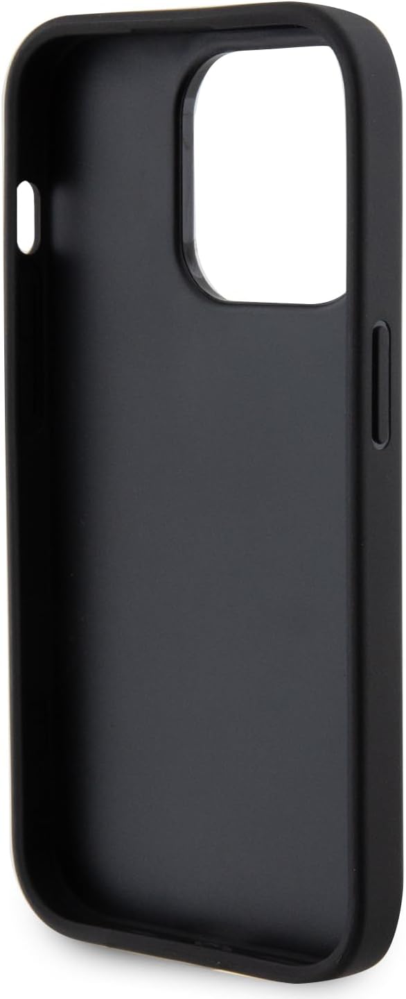Guess iPhone 15 Leather Perforated 4G Glitter Θήκη με Επένδυση Συνθετικού Δέρματος - Black - GUHCP15SPSP4LGK